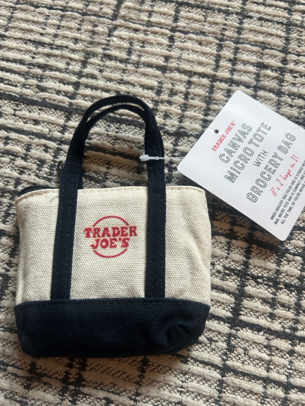 Trader Joe's Canvas Tote Bag in Cream and Black
